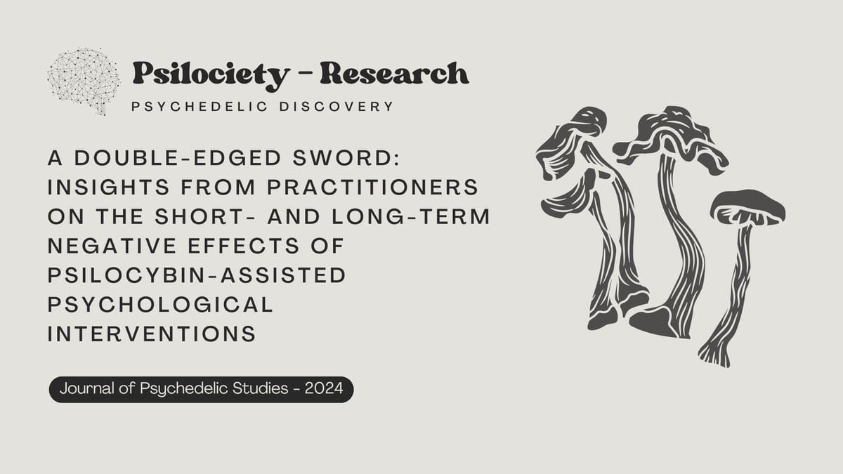 A Double-Edged Sword: Insights from Practitioners on the Short- and Long-Term Negative Effects of Psilocybin-Assisted Psychological Interventions