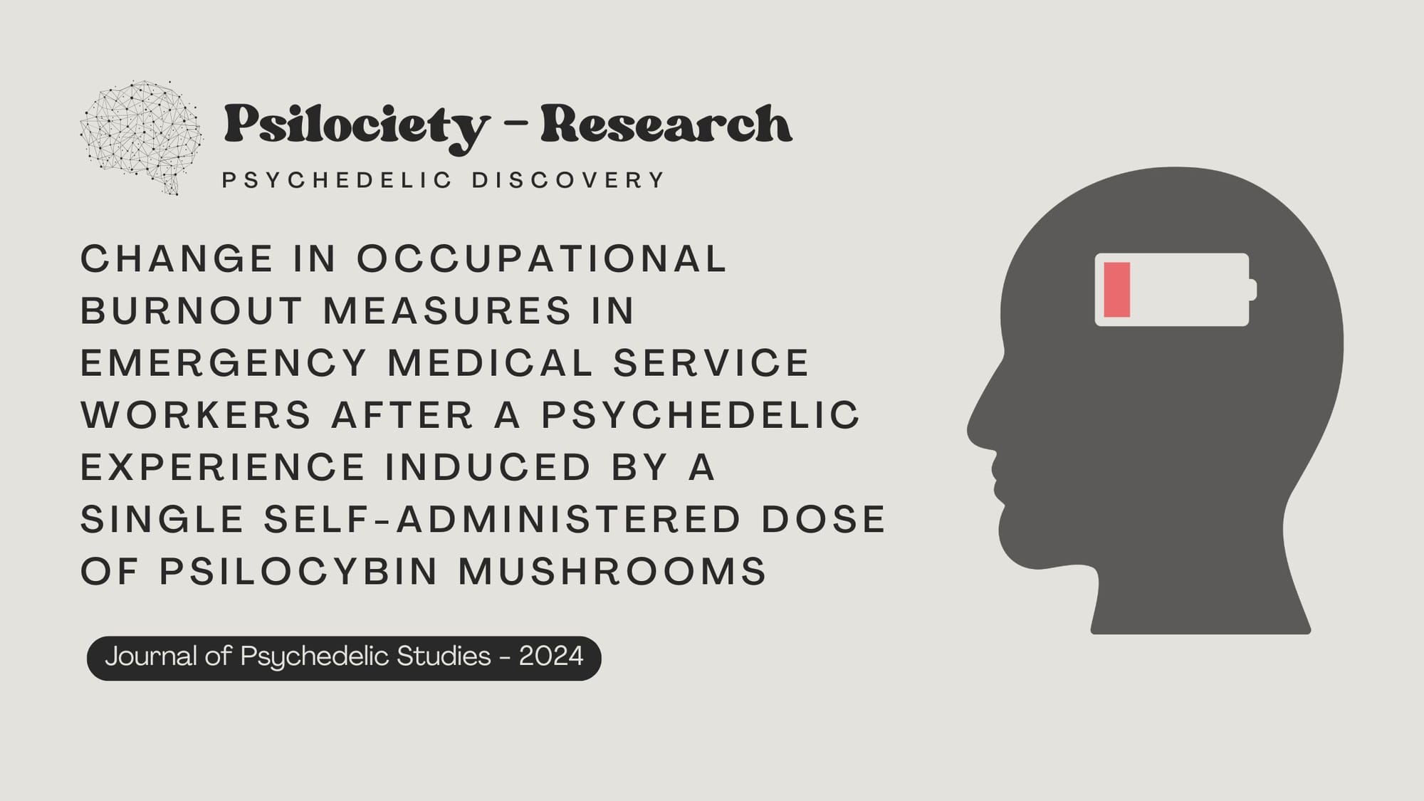 Change in Occupational Burnout Measures in Emergency Medical Service Workers After a Psychedelic Experience Induced by a Single Self-Administered Dose of Psilocybin Mushrooms